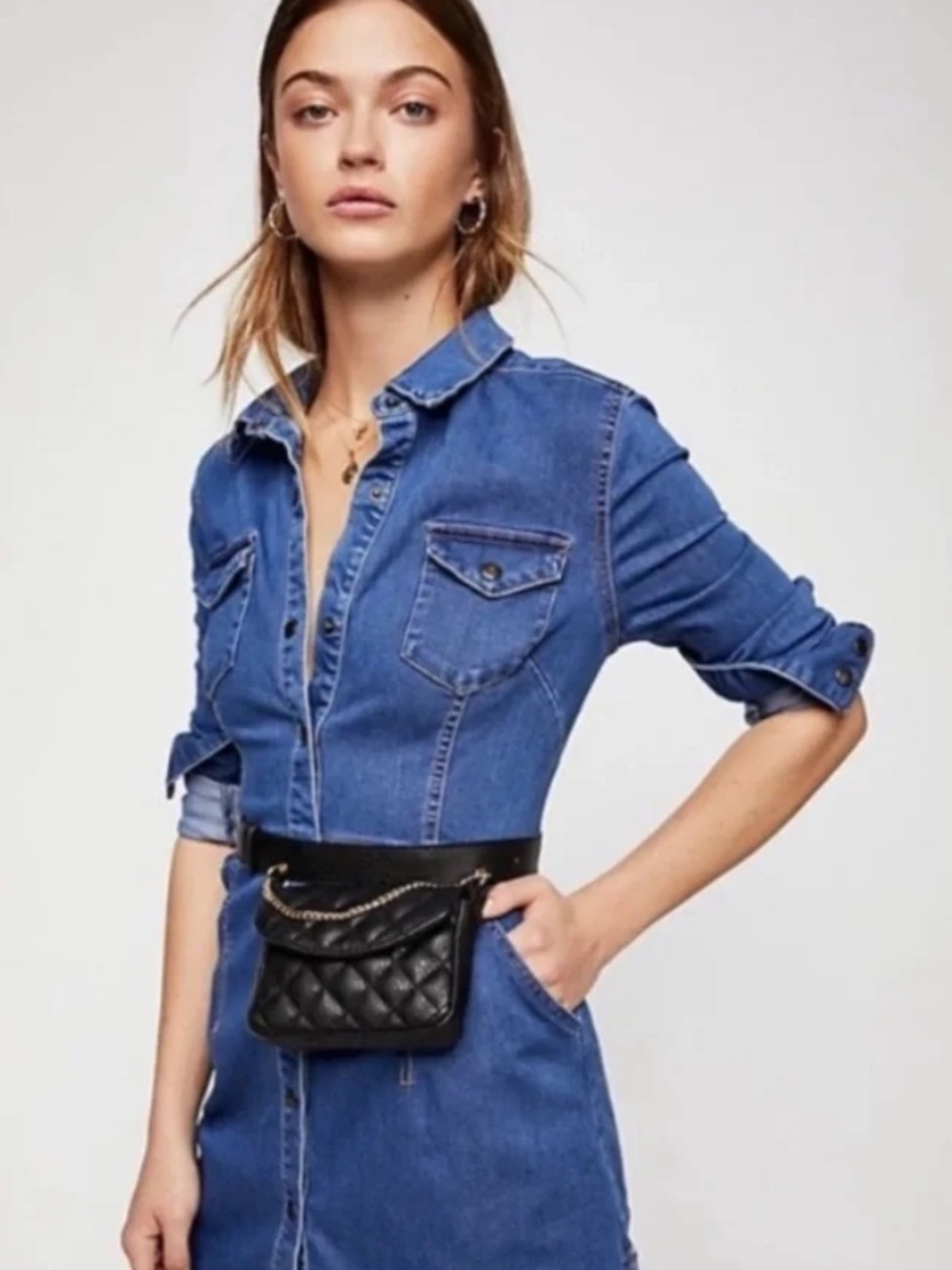 Free People Blue Denim Dress
